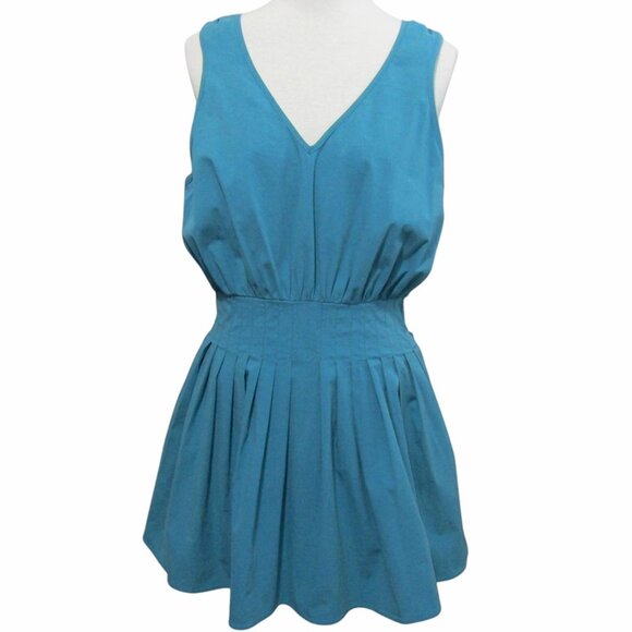 Ramy Brook Blue Adena Mini Dress Womens Size S Cotton Poplin Sample New FLAW - Picture 2 of 14